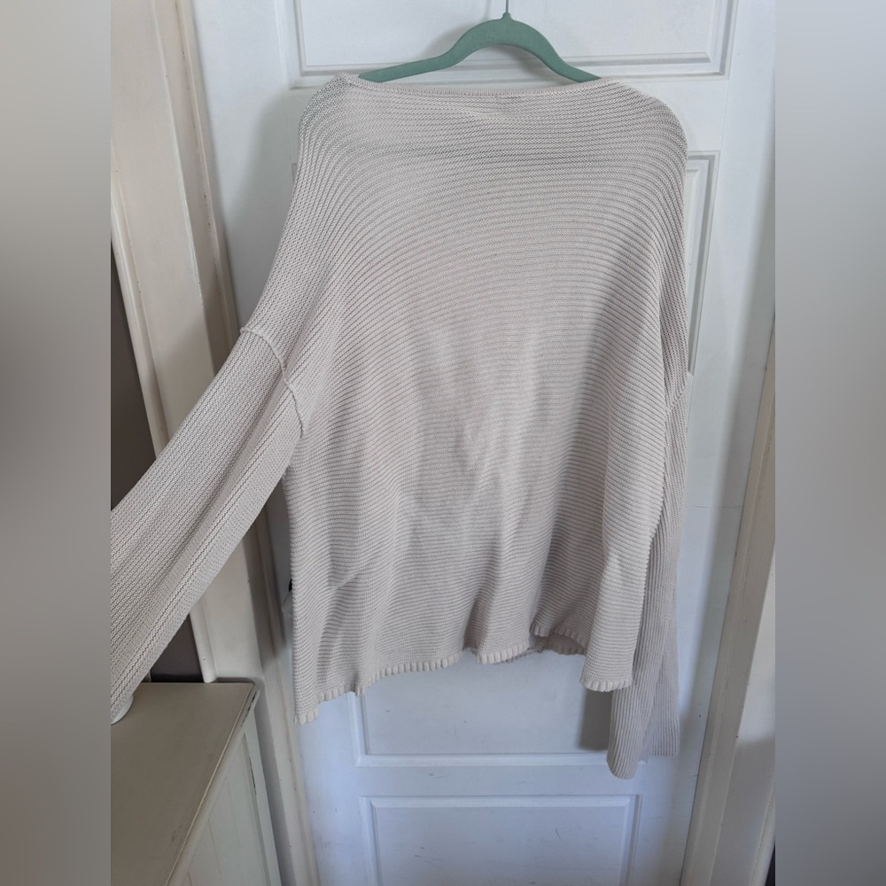 Free People Oversized Ribbed Crewneck Sweater in Light Cream